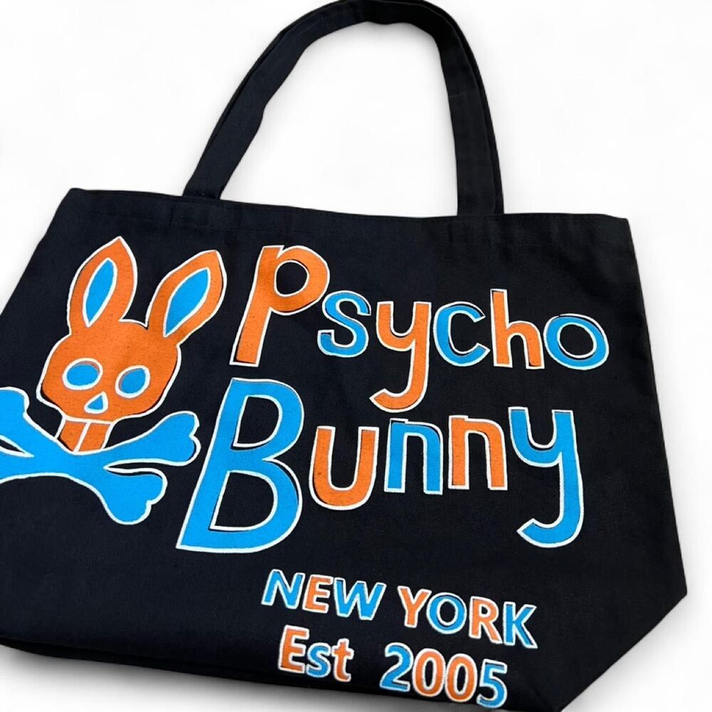 Psycho Bunny Black Vintage New York Knicks Colored Canvas Tote Bag - Picture 2 of 6
